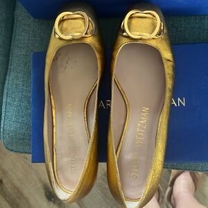 Stuart Weitzman gold lame flats
